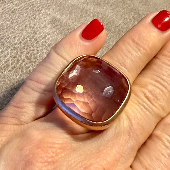 Fabulous imposter Pomellato ring huge stone, rose gold tone band size 7 - Picture 1 of 9